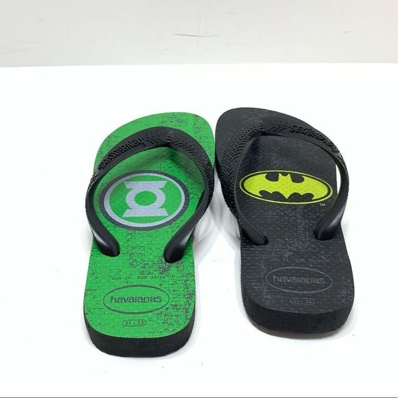 Havaianas Kids Black Green DC Comics Batman Green Lantern Flip Flop Sz 2Y - Picture 3 of 4